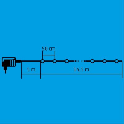 LED kültéri fényfüzér, 30 színes gömb, 14,5 m - LPL 30/M